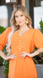 Vestido Chiffon Laranja