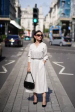 vestido viscose bege midi