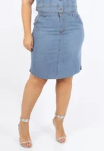 Saia Jeans Barra Arredondada Rosineia - Aline Meneghetti