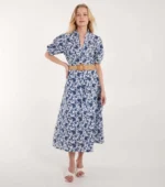 Vestido Giovanna Laise Bordada Azul com cinto