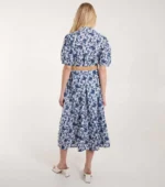 Vestido Giovanna Laise Bordada Azul com cinto - Imagem 5