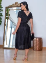 Vestido Plissado Preto Kate Fashion Date Querem Vestidos - Imagem 9