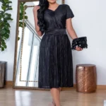 Vestido Plissado Preto Kate Fashion Date Querem Vestidos