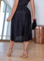 Vestido Plissado Preto Kate Fashion Date Querem Vestidos - Imagem 5
