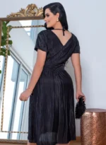 Vestido Plissado Preto Kate Fashion Date Querem Vestidos - Imagem 3