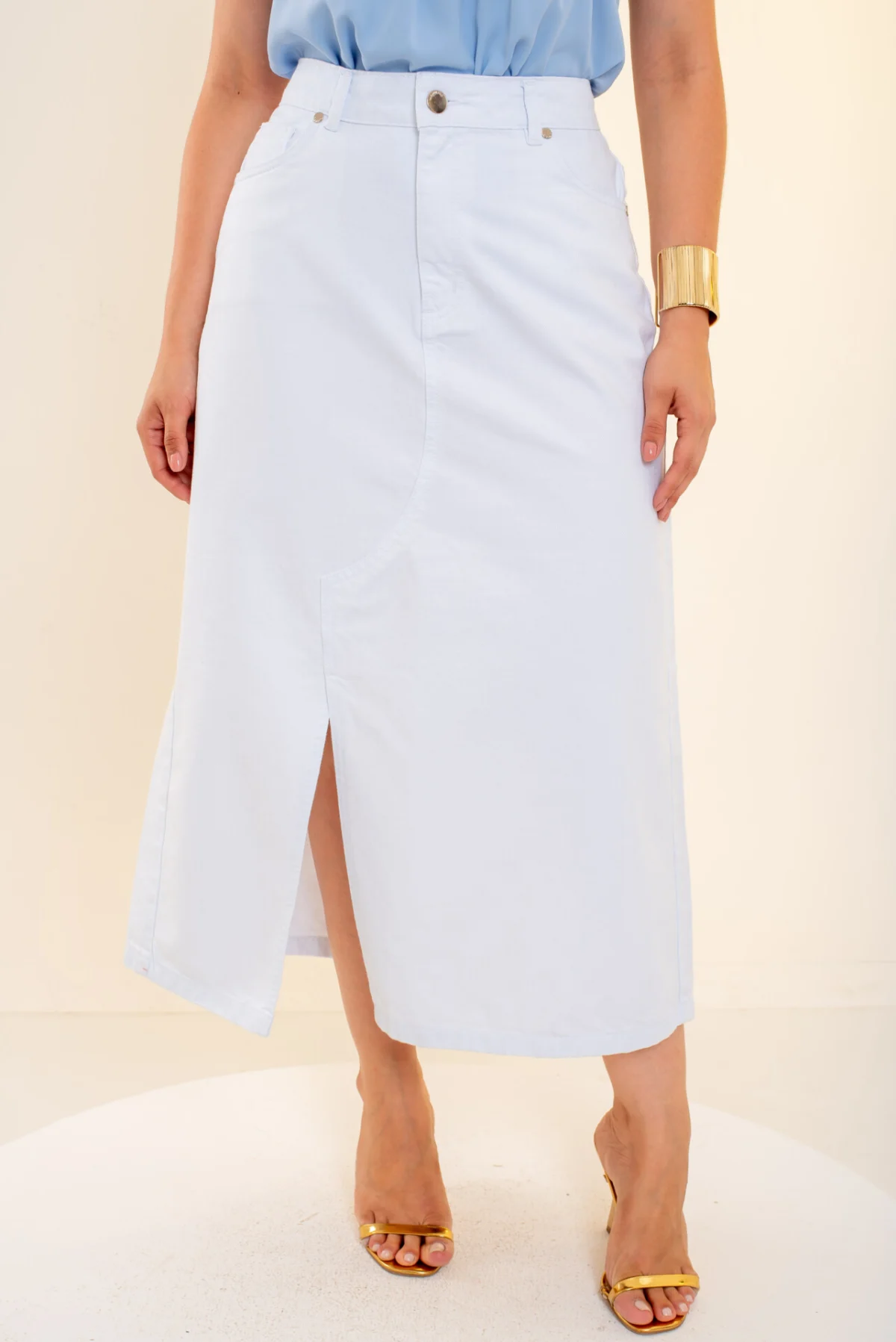 Saia jeans Midi Jéssica Brandão Moda Modesta - Imagem 4