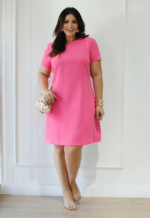 Vestido Trapézio Alfaiataria Rosa