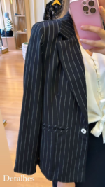 Blazer Risca de Giz Preto 1601