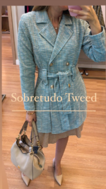 Casaco Tweed Mescla Azul Ciano 1661