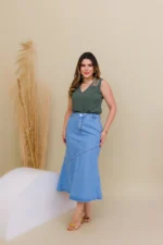 Saia Jeans Elineia Pereira Clara Moda Modesta