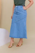 Saia Jeans Elineia Pereira Clara Moda Modesta - Imagem 2