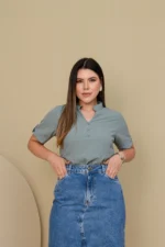 Saia jeans Beatriz Deep Moda Modesta - Imagem 4