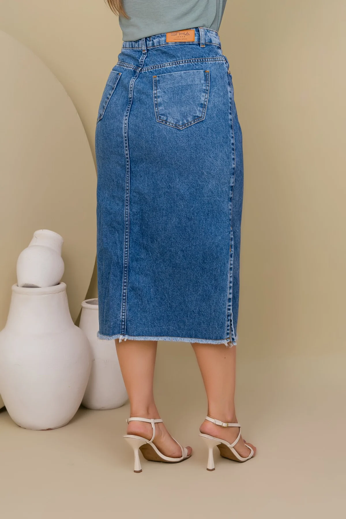 THI_5815 Saia jeans Beatriz Deep Moda Modesta - Imagem 3