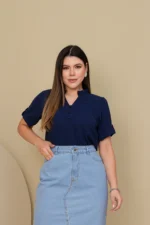Saia Jeans Clara Beatriz Moda Modesta