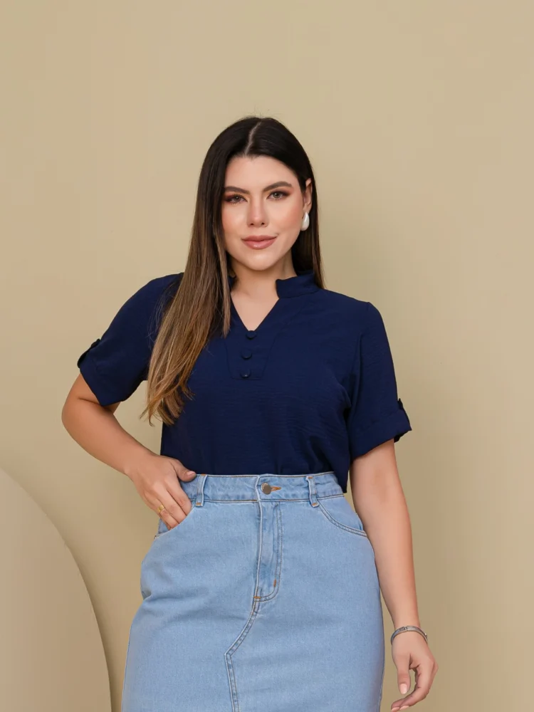 Saia Jeans Clara Beatriz Moda Modesta