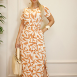 Vestido Clarice Estampado Off/ Terracota