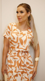 Vestido Clarice Estampado Off/ Terracota - Imagem 3