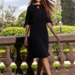 Vestido Chemise Preto Sandra em Viscolinho Premium - Querem Vestidos