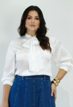 Blusa Cetim Devorê de Laço