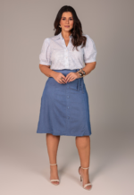 Saia Curve Cambraia Jeans Azul