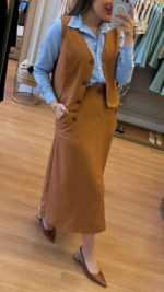 Saia Louise Alfaiataria Caramelo - Imagem 2