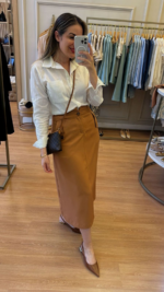 Saia Louise Alfaiataria Caramelo - Imagem 3