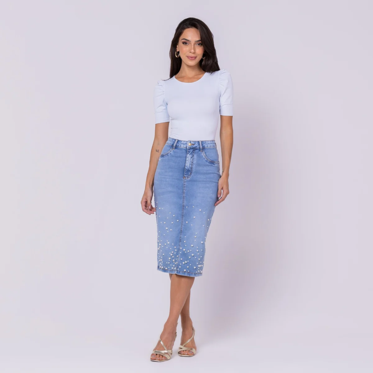 vera perola clara (2) Saia Vera Clara com perolas - Imagem 2