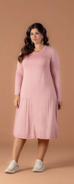 Vestido Midi Plus Size De Viscolycra Com Recortes Hadaza