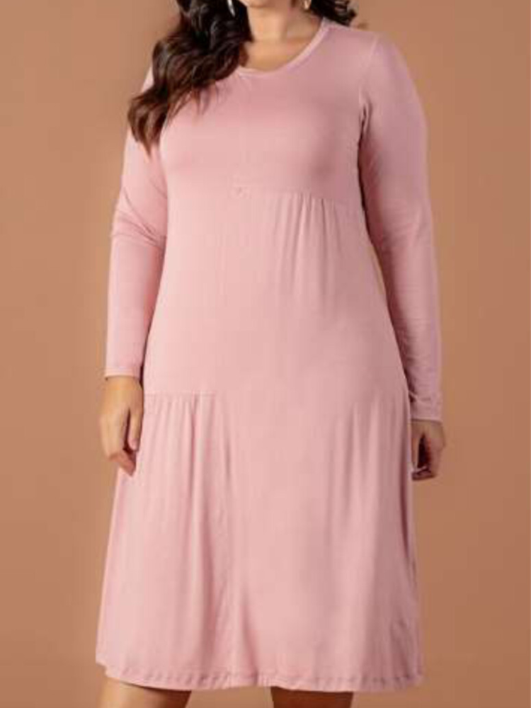 Vestido Midi Plus Size De Viscolycra Com Recortes Hadaza