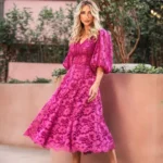 Vestido Midi em Renda com Guipir 04029 Doce Maria