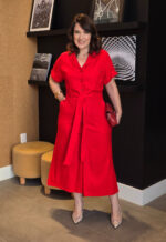 Vestido Chemise Linho com Elastano Vermelho