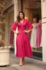 Vestido midi pink em laise com guipir (Doce Maria) - Imagem 4