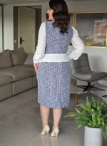 Conjunto de Tweed de Jacquard Jhenny Azul - Querem Vestidos - Imagem 3