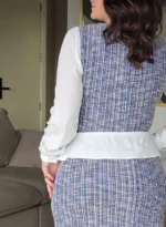 Conjunto de Tweed de Jacquard Jhenny Azul - Querem Vestidos - Imagem 7