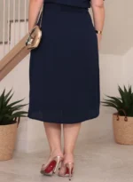 Vestido Midi Azul Marinho Elisa em Linho Misto - Querem Vestidos - Imagem 5