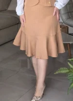 Conjunto Caramelo em Alfaiataria Risca de Giz Juliana - Querem Vestidos - Imagem 5