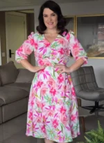 Vestido Lorena Floral em Crepe Georgette - Querem Vestidos