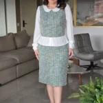 Conjunto de Tweed de Jacquard Jhenny Verde - Querem Vestidos