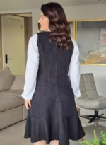 Conjunto Preto em Alfaiataria Risca de Giz Juliana - Querem Vestidos - Imagem 7