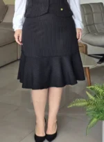 Conjunto Preto em Alfaiataria Risca de Giz Juliana - Querem Vestidos - Imagem 4