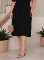 Vestido Midi Preto Elisa em Linho Misto - Querem Vestidos - Imagem 6