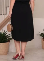 Vestido Midi Preto Elisa em Linho Misto - Querem Vestidos - Imagem 7