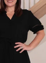 Vestido Midi Preto Elisa em Linho Misto - Querem Vestidos - Imagem 8