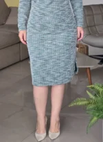 Vestido Tubinho Verde Manga Longa em Tweed Paola - Querem Vestidos - Imagem 8