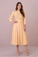Conjunto Amarelo Maxi Midi Bordado Julia Tatá Martello