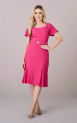 Vestido Decote Princesa acompanha Cinto Exclusivo no Crepe Rayon Lena- Tatá Martello - Imagem 2