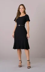 Vestido Decote Princesa acompanha Cinto Exclusivo no Crepe Rayon Lena- Tatá Martello