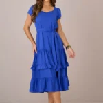 Vestido Mídi Crepe com Renda soltinho Decote Princesa Mangas Curtas com Faixa Eliane - Tata Martello