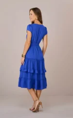 Vestido Mídi Crepe com Renda soltinho Decote Princesa Mangas Curtas com Faixa Eliane - Tata Martello - Imagem 2