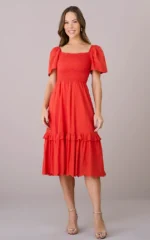 Vestido Midi corpo todo no Lastex Laise 100% Algodão Mariana - Tatá Martello - Imagem 2